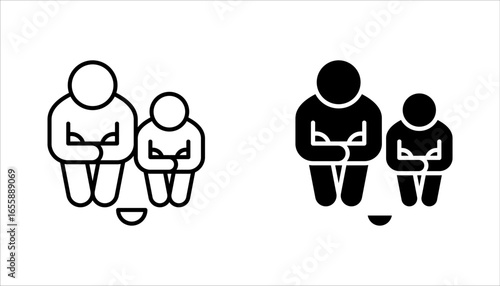 Poverty line icon set. Simple outline style. Homless, vector illustration on white background
