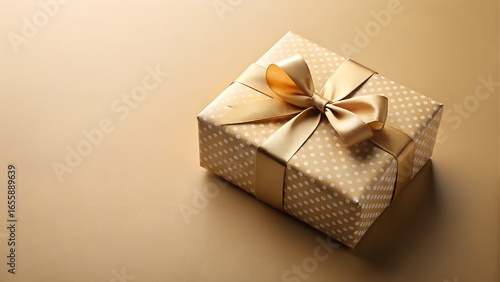 Wallpaper Mural Gift box with ribbon and bow on gold background Torontodigital.ca