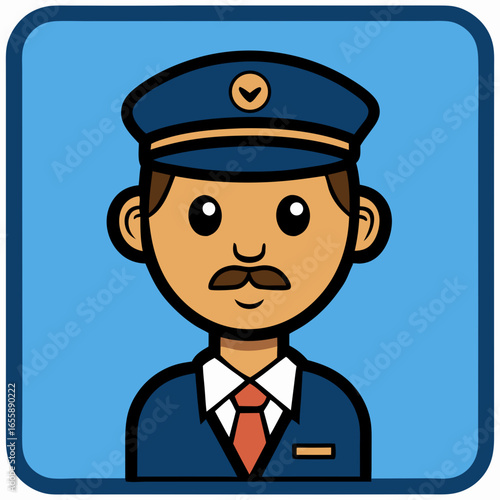 cartoon policeman in uniform and hat