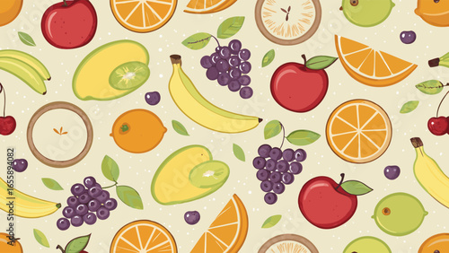 Colorful and Delicious Fruit Pattern Design A Vibrant and Tasty Background