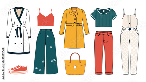 Stylish Women's Fashion Outfit Illustrations