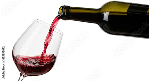 Isolated Wine Pouring, Red Wine Glass
