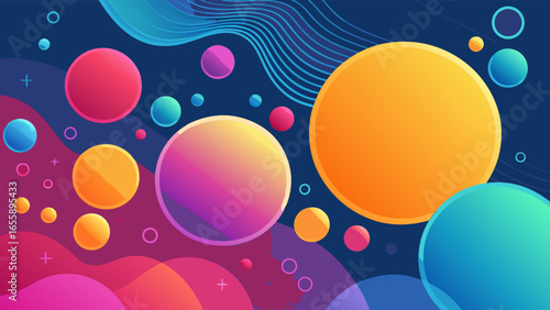 Colorful Spheres Abstract Background Design with Geometric Elements
