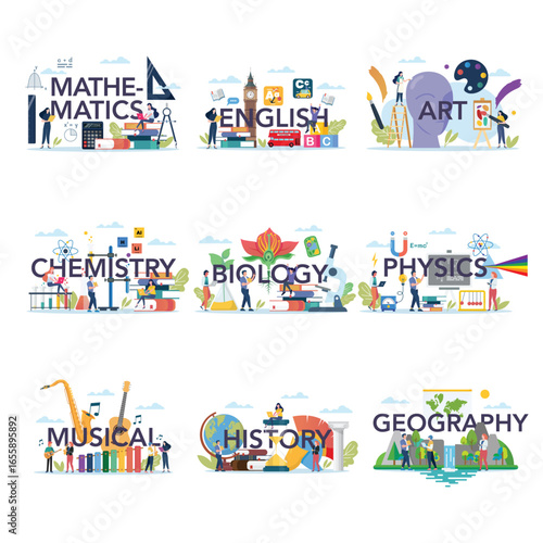 Education and school class set with education elements