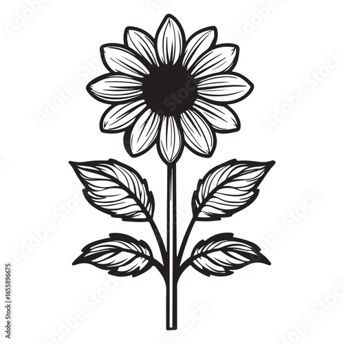 icon of a growing flower bud with leaves.