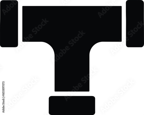 Vector T pipe fitting plumbing silhouette Illustrator