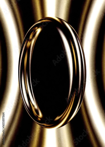 Abstract Golden Rings 3D Metallic Luxury Background Futuristic Shiny Circle Design