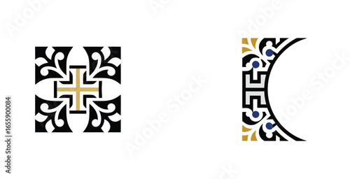 Intricate Eastern calligraphic border Style vector illustration design