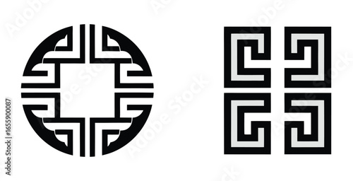 Greek key border pattern logotype vector illustration design