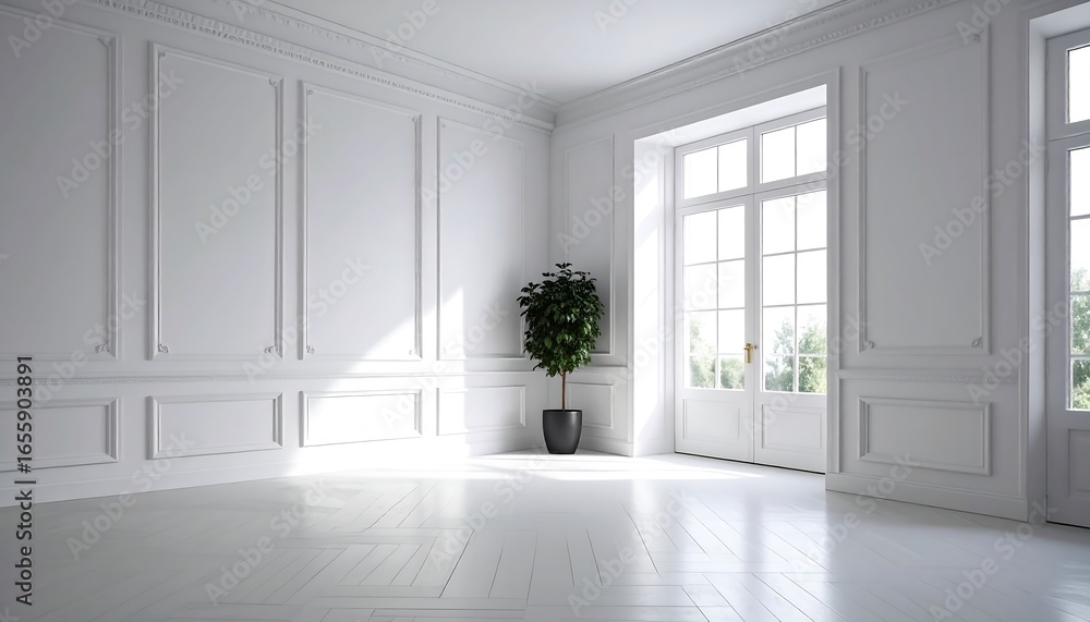 Fototapeta premium White interior room with sunlight