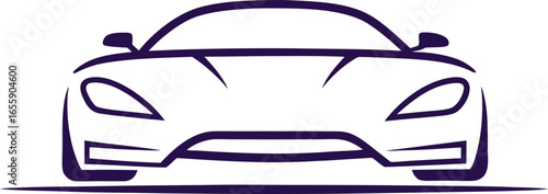 Single Line Sports Car Front View Logo Vector