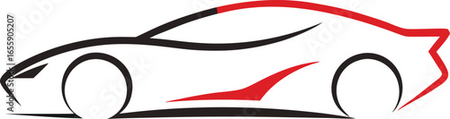 Single Line Sleek Sports Car Drawing Logo Vector