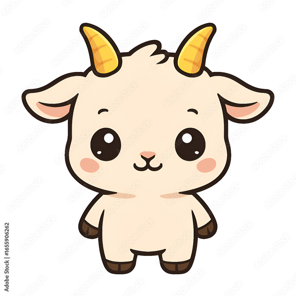 Fototapeta premium Charming cartoon goat illustration perfect for children's books, branding, or design projects