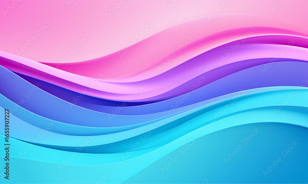 Fototapeta premium Abstract Colorful Waves: Serene Pastel Pink, Purple, and Blue Gradient Background