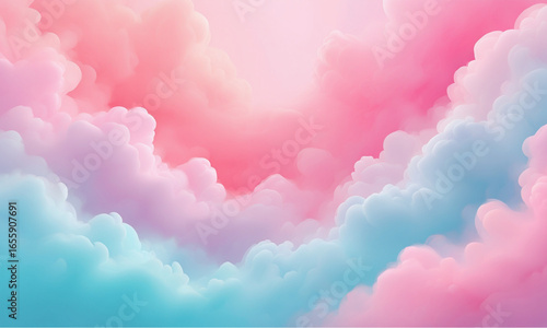 Dreamy Pastel Pink and Blue Cloudscape: Soft, Ethereal, Fantasy Background