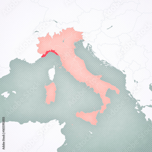 Obraz na plátně Map of Italy - Liguria