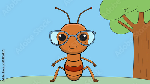 ant wear glasses cartoon character