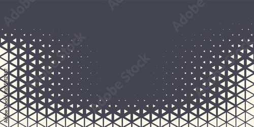 Triangular Halftone Texture Retrowave Vector Geometric Technology Abstract Background. Half Tone Triangles Retro Colored Pattern. Minimal 80s Style Dynamic Tech Structure Wallpaper