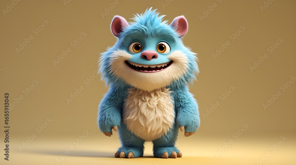 Fototapeta premium picture of a furry little monster with a smiling expression