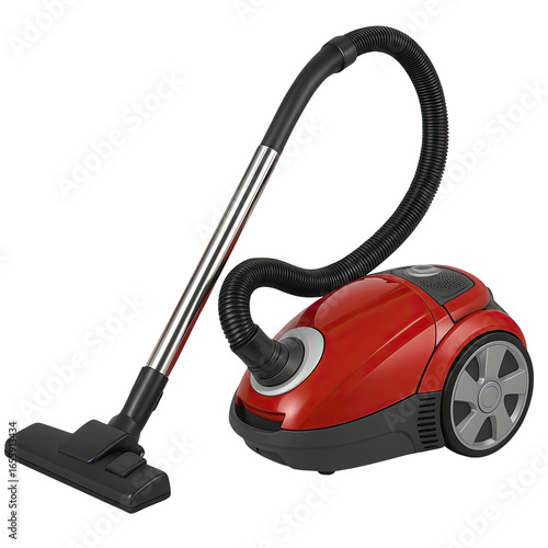 Modern red vacuum cleaner for efficient home cleaning tasks.