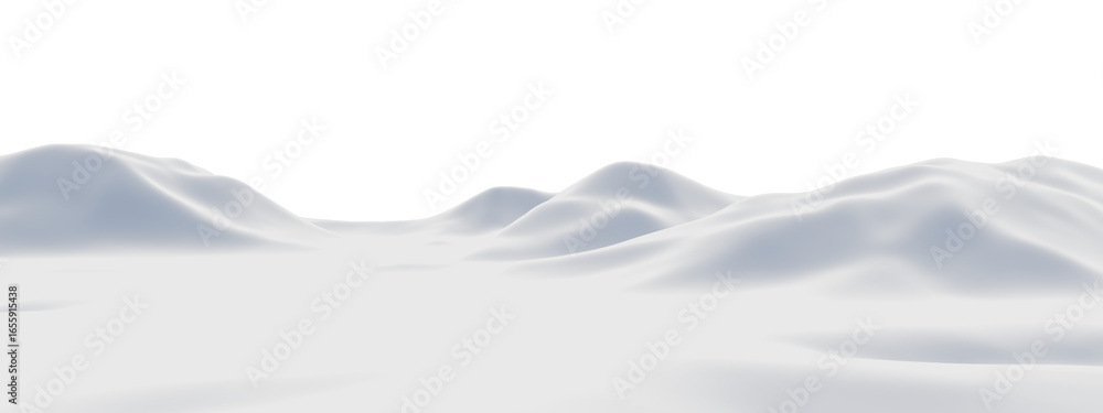Fototapeta premium 3D White snowy mountain. Snow terrain