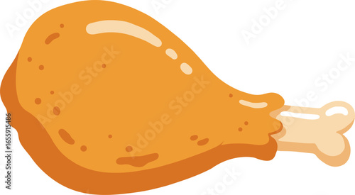 Crispy golden fried chicken drumstick, a delicious savory food icon for menus and advertising