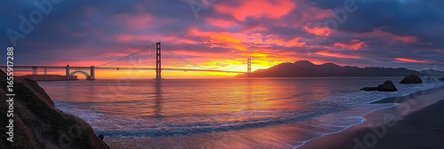 Panel kuchenny z motywem golden gate bridge sunrise