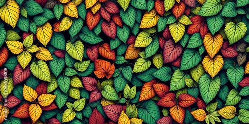 Intricate leafy backdrop, botanical design, repeating motif, tropical, background