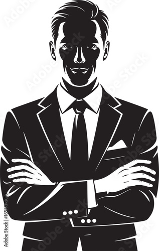 Businessman with arms crossed isolated on transparent background