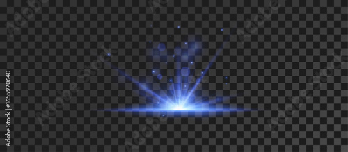 Blue, light, star, line, shine create shiny ray effect. PNG neon beam sparkles in Overlay with transparent glow. Bright blue star PNG burst perfect for digital energy and luxury visuals.