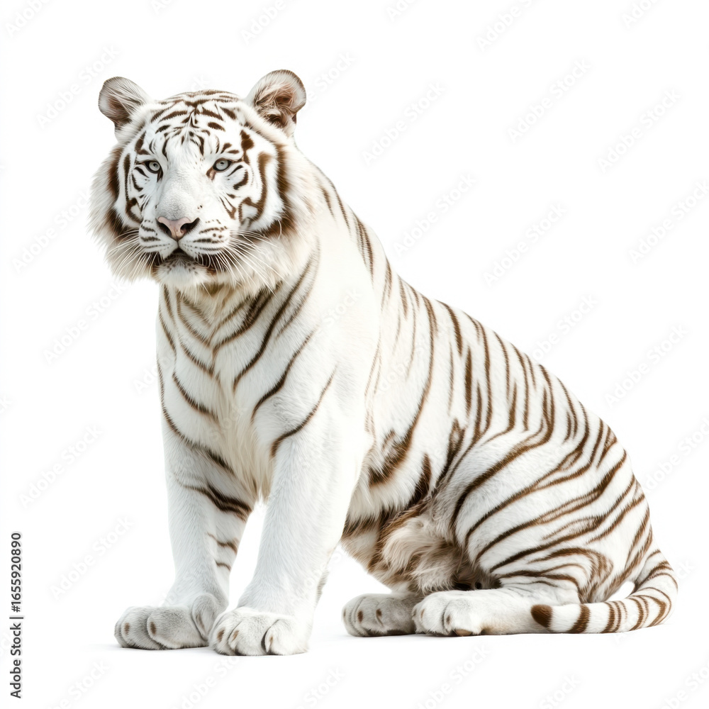 Obraz premium White tiger walking on white background