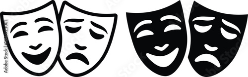 Classic comedy and tragedy theater masks symbolizing emotions