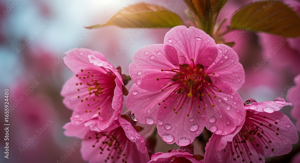 Fototapeta premium Pink Petals, Morning Dew