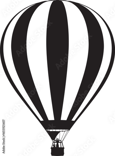 striped hot air balloon isolated on transparent background