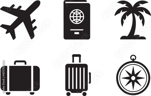 travel icons Collection set isolated illustration silhouette royalty free stock photos premium quality