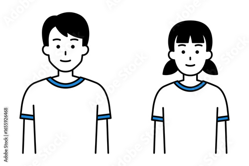 体操着の男女の学生　セット
