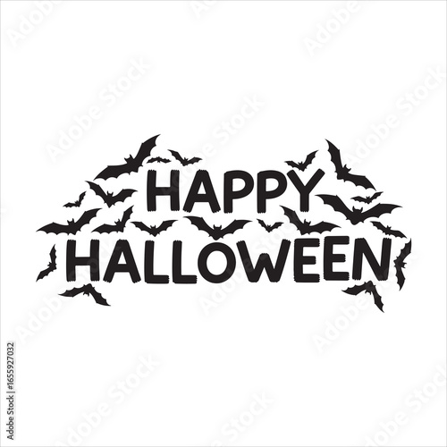 Happy Halloween Bats Flying Greeting Design