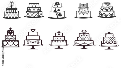 Tiered Cake Silhouettes: Wedding & Party Designs.