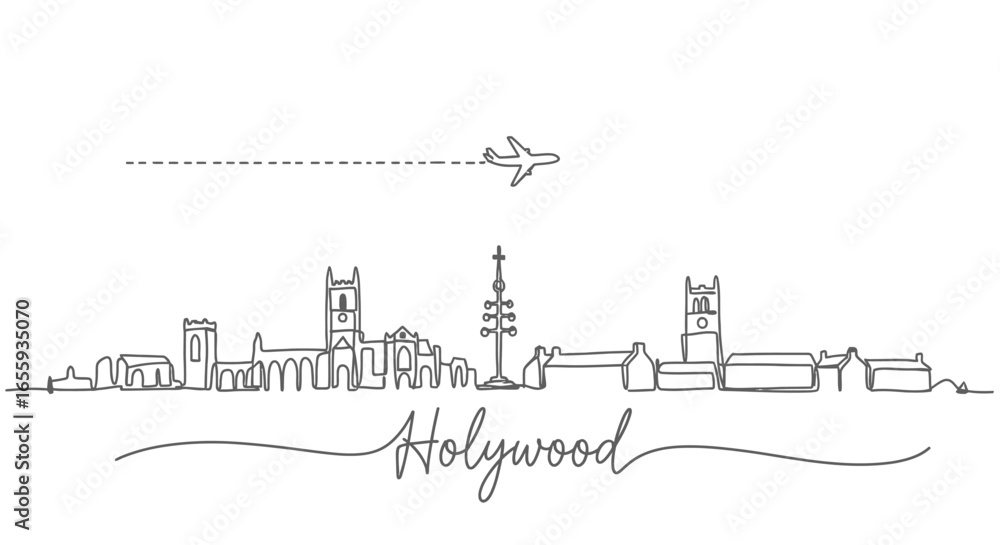 Fototapeta premium Holywood Northern Ireland Skyline with plane.