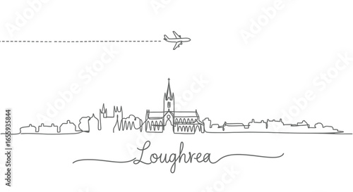 Loughrea Ireland Skyline Plane Travel Minimal.
