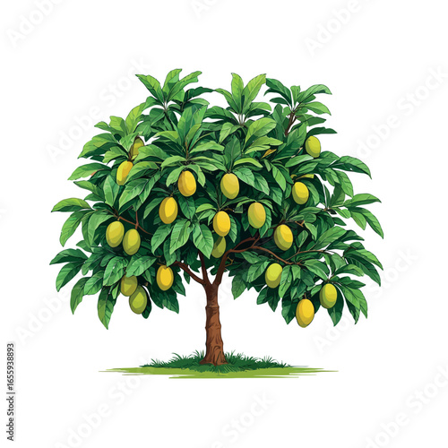 Vector art of mango tree with fruit isolated on white background vector illustration art