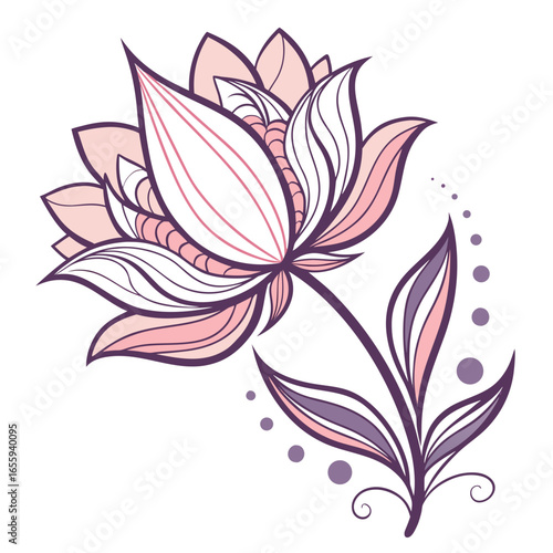 Elegant floral illustration with delicate petals and leaves for wedding and greeting cards