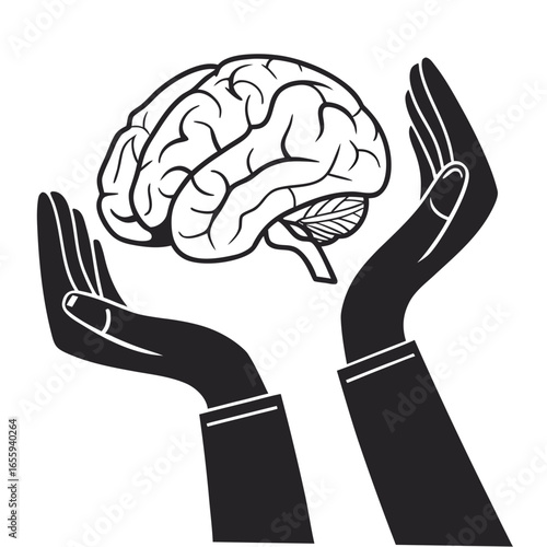 Hands holding a brain, symbolizing intelligence, knowledge, and the importance of mental health