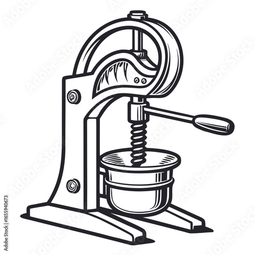 Illustration of a vintage orange juicer, , a manual kitchen tool for squeezing fresh citrus juice
