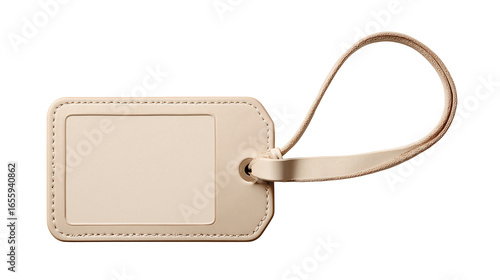 Blank luggage tag with strap isolated on a Transparent Background