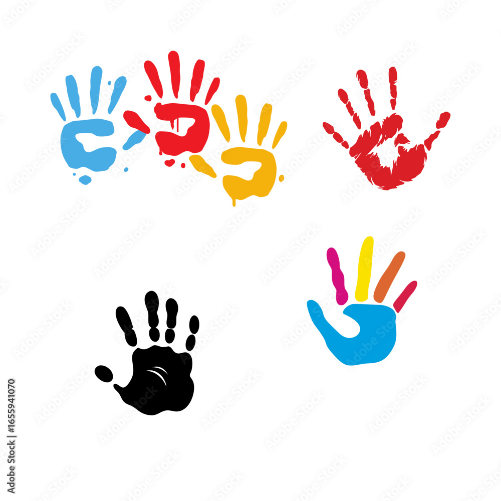 Fototapeta premium colorful hand print.set of colourful handprints 