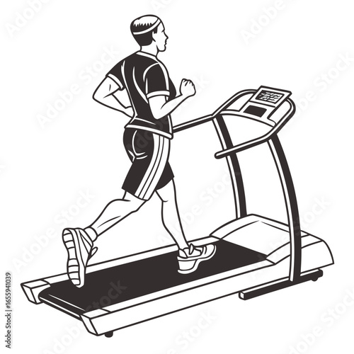 Man running on treadmill, , fitness workout in gym, healthy lifestyle, sport exercise, cardio training