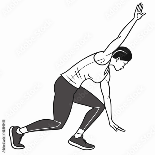 Woman doing lunge exercise for fitness and health, a vector illustration of a workout routine