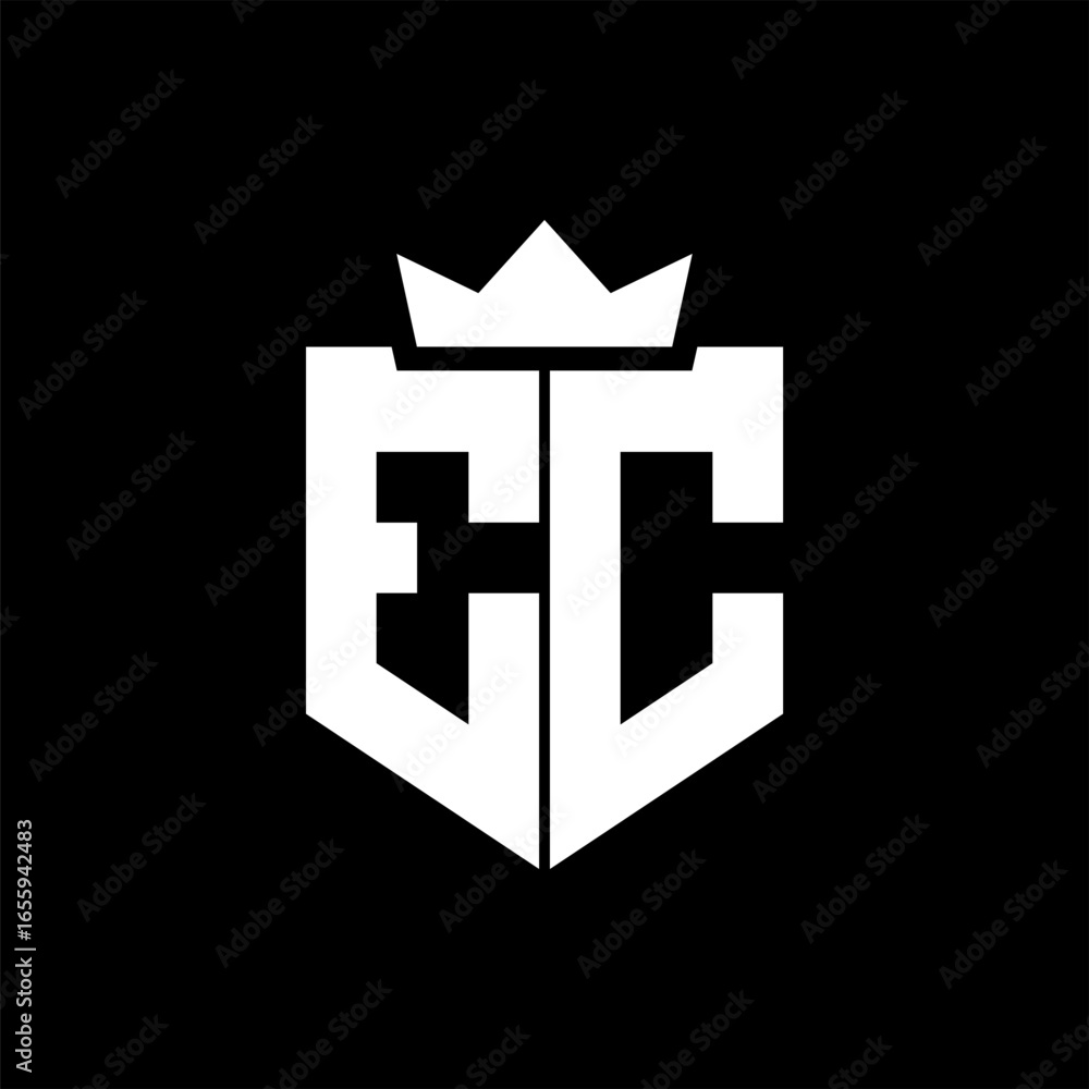 Obraz premium EC Vector image of a shield with a sharp geometric style and a pointed crown