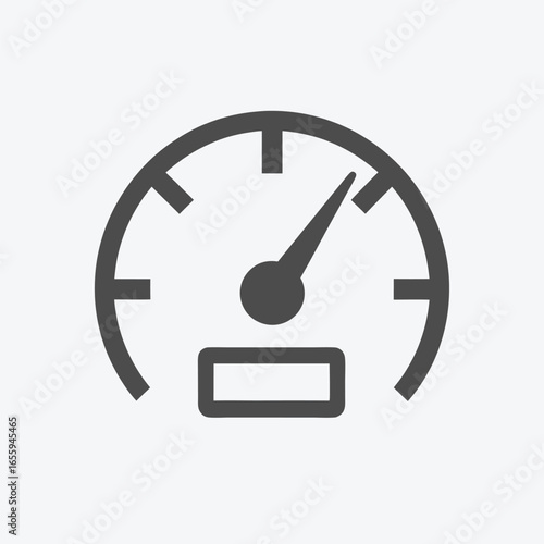 Black Speedometer Vector, Half Circle Indicator, Performance Gauge on White Background